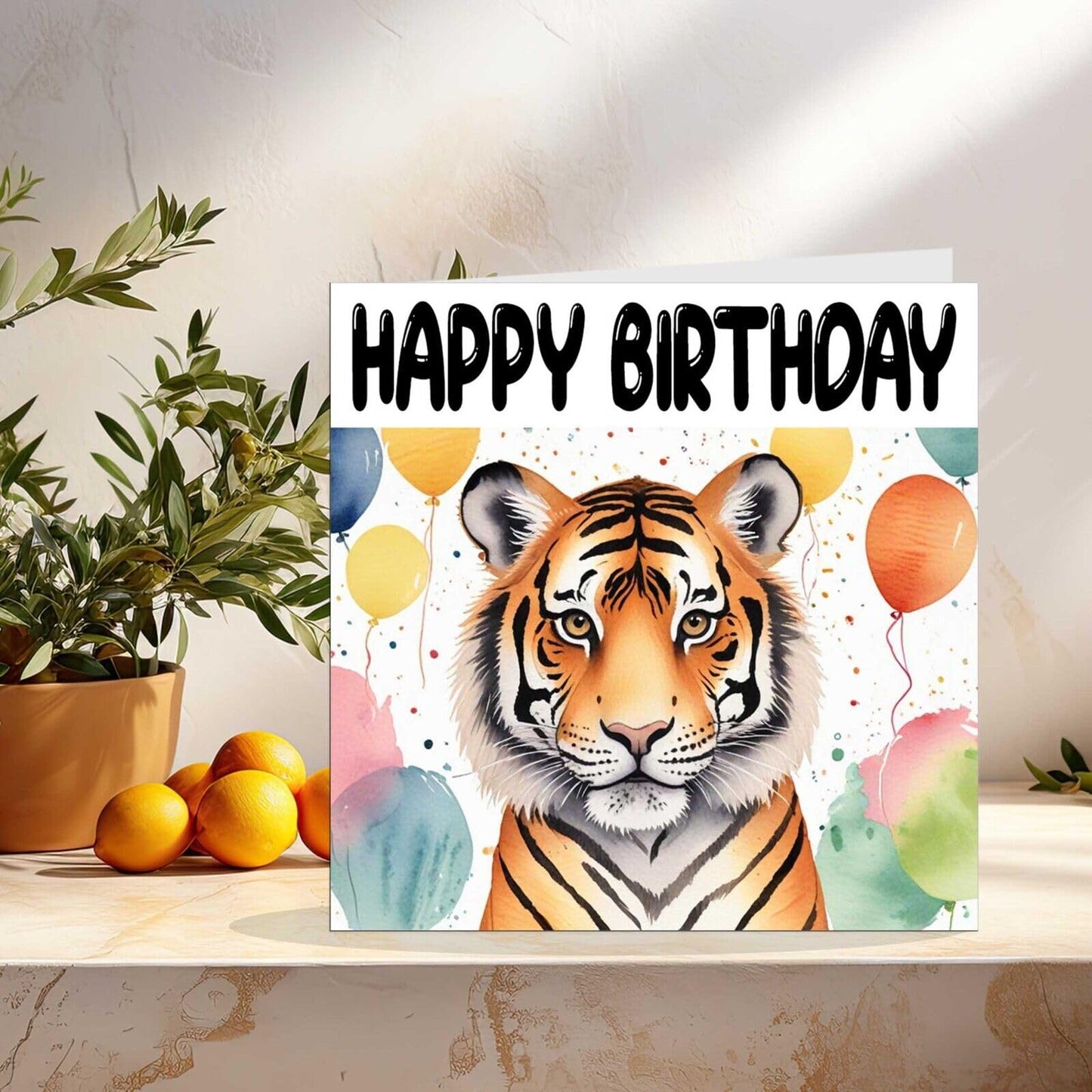 Tiger Birthday Card - Fun Animal Birthday Card 145 x 145mm