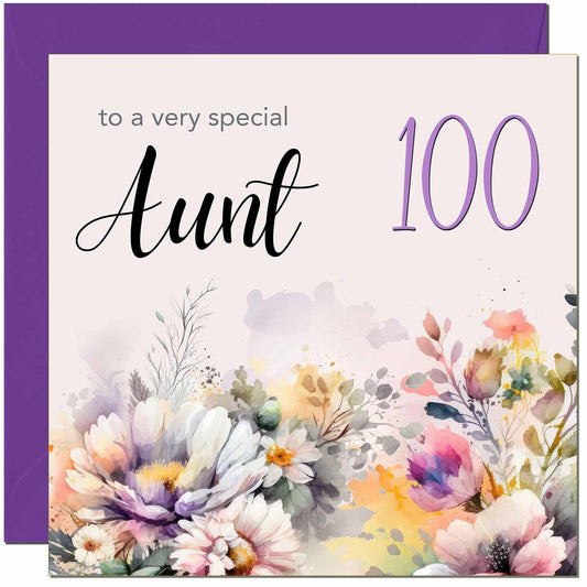 Aunt Birthday Card - Purple Floral Aunty Aunties