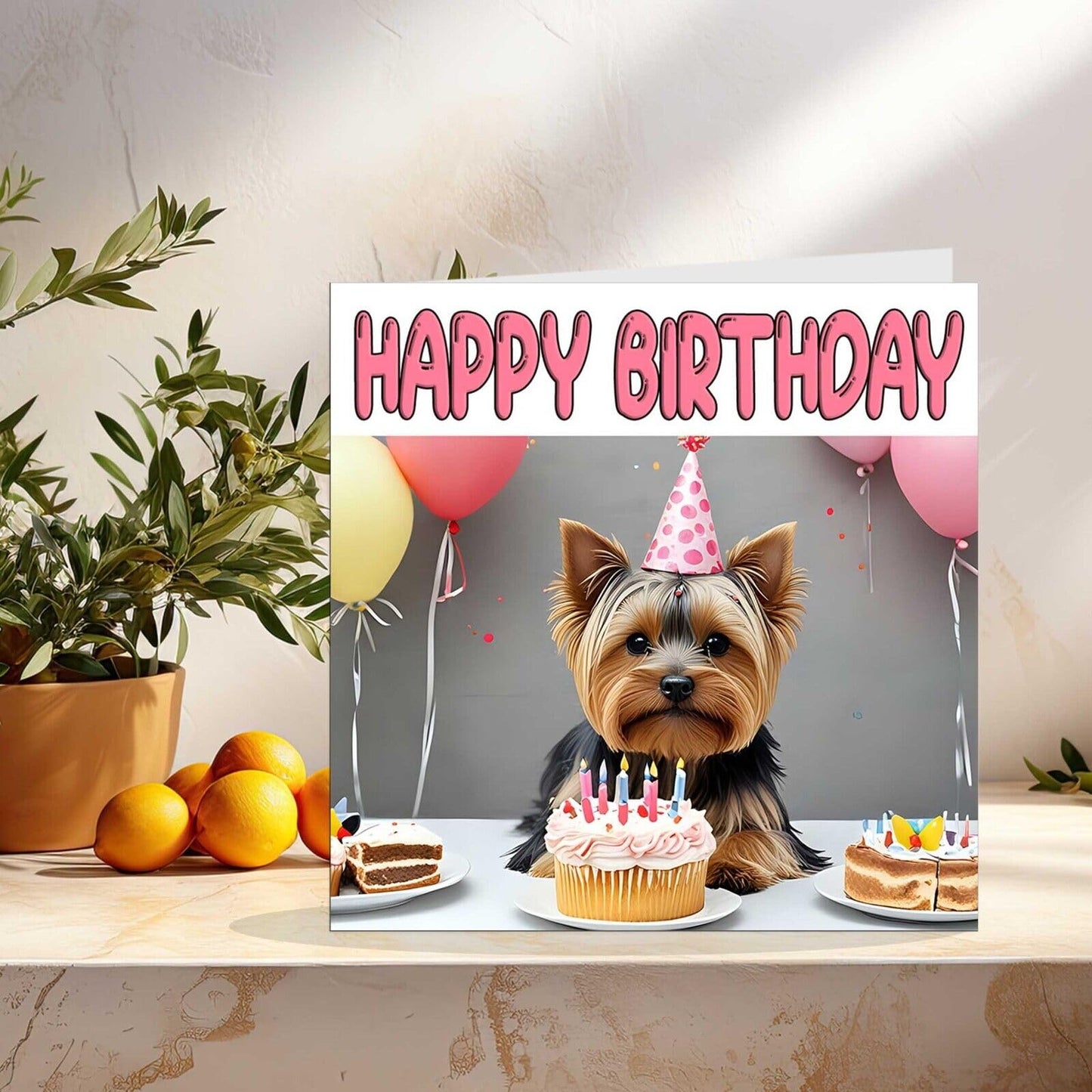 Yorkshire Terrier Birthday Card - Fun Dog bday Card 145 x 145mm