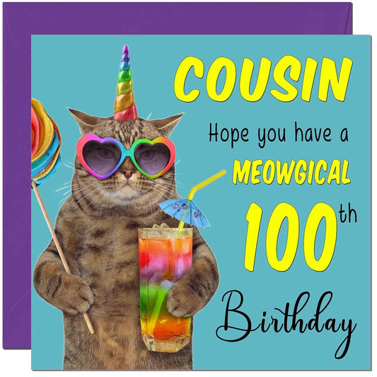 Cousin Birthday Card - Meowgical Cat Funny