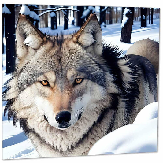 Wolf Greeting Card - Wolf Snow Forest 145mm x 145mm
