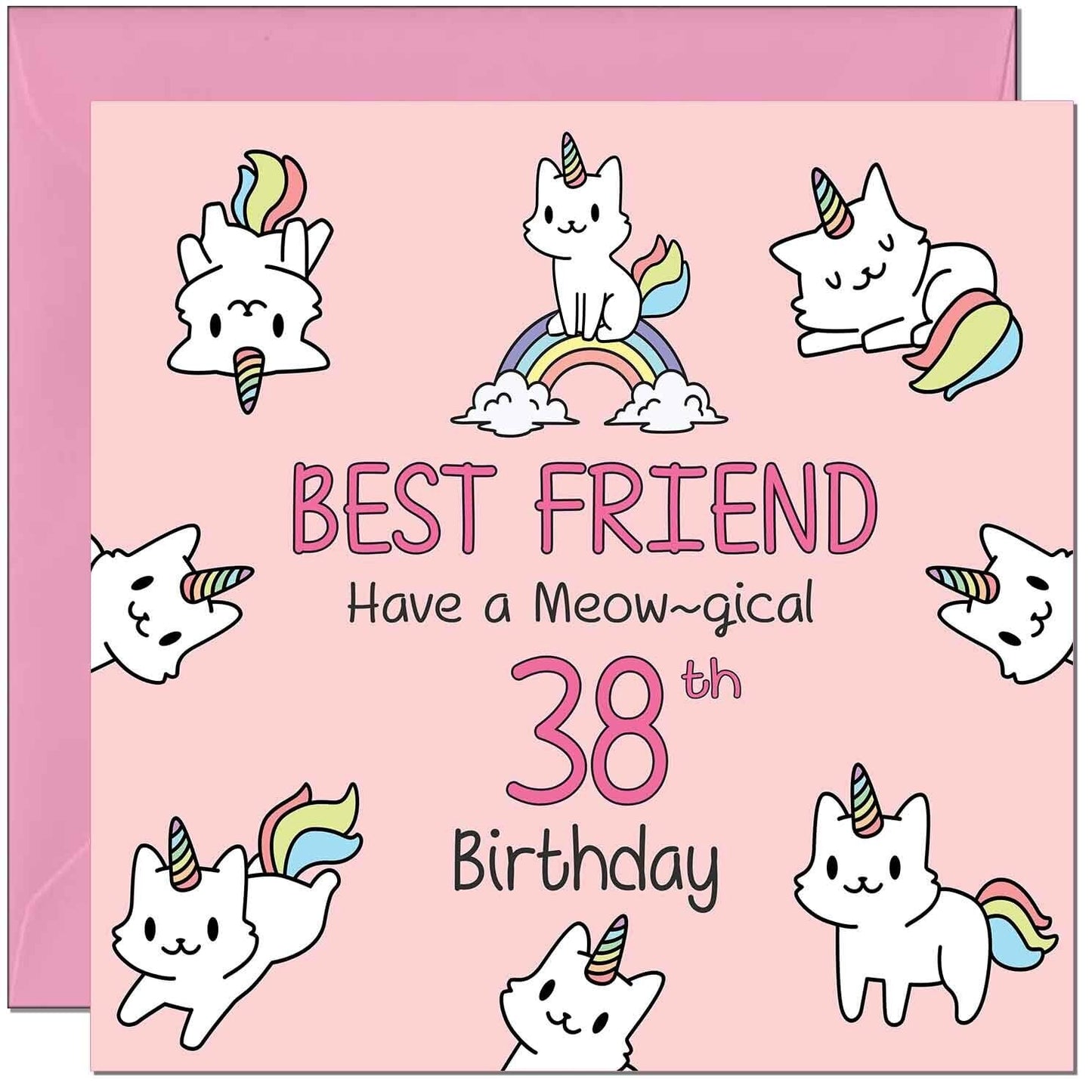 Best Friend Birthday Card - Funny Cat Cute Girls Womens