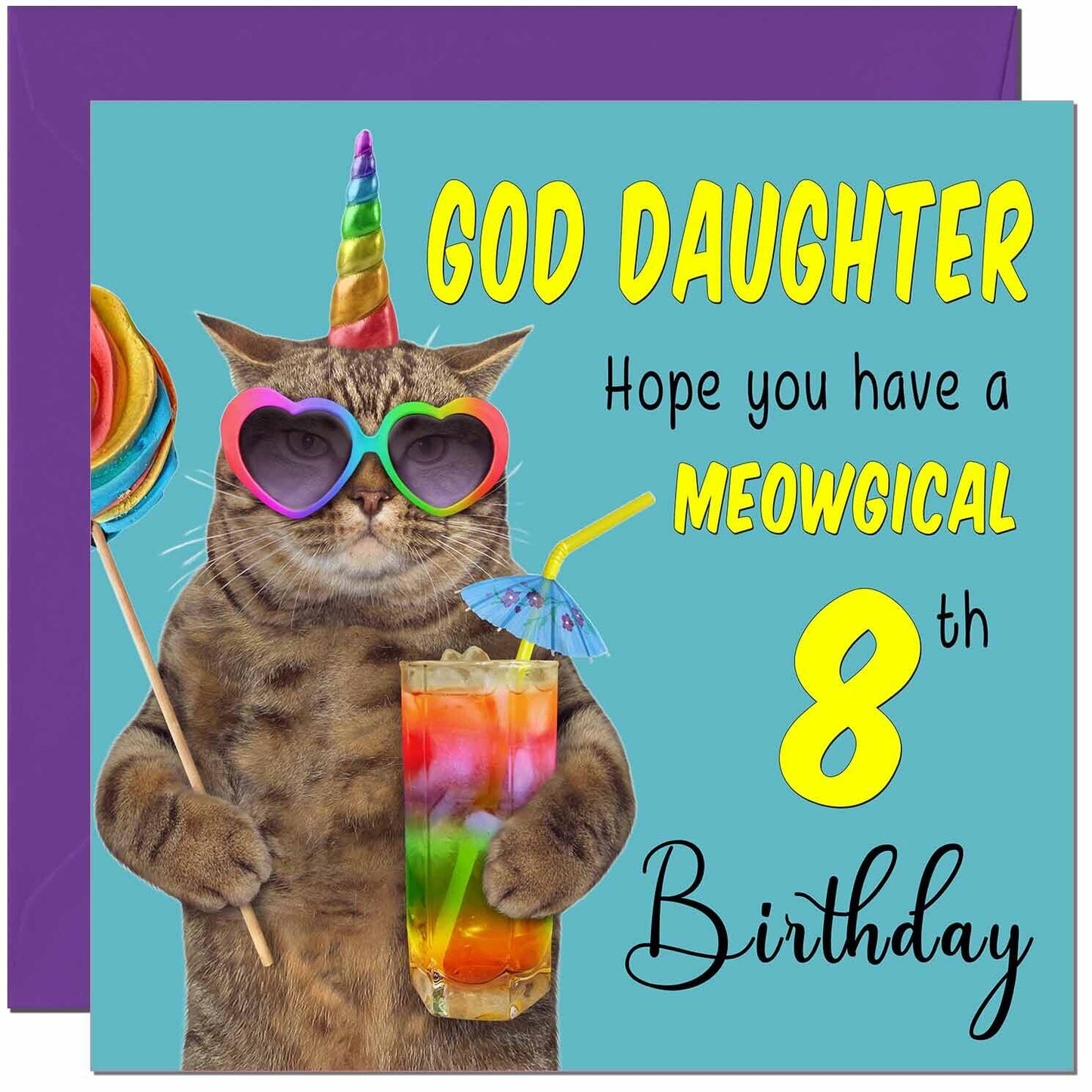 God Daughter Birthday Card - Meowgical Cat Funny