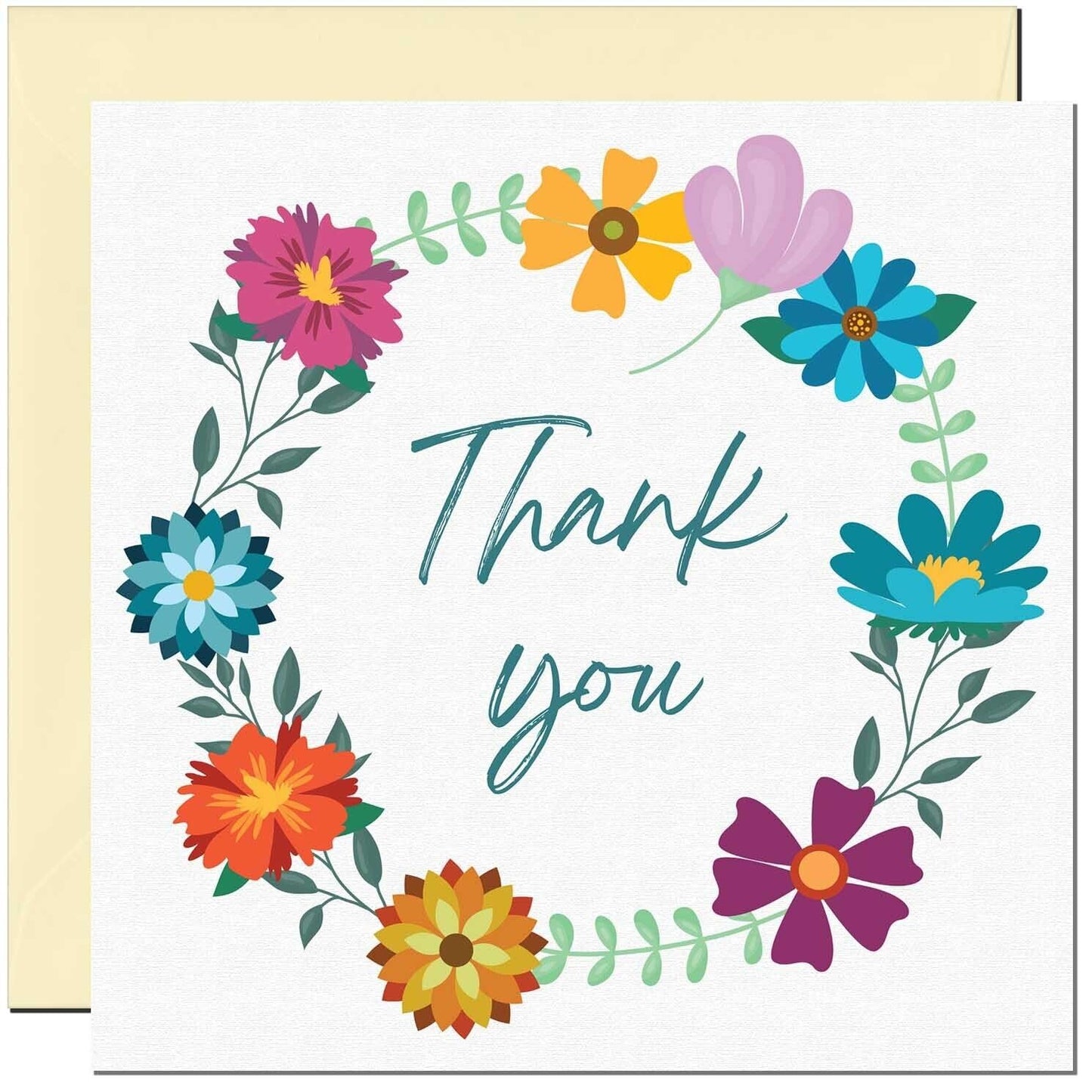 Thank You Card - Floral thanks card 145 x 145mm