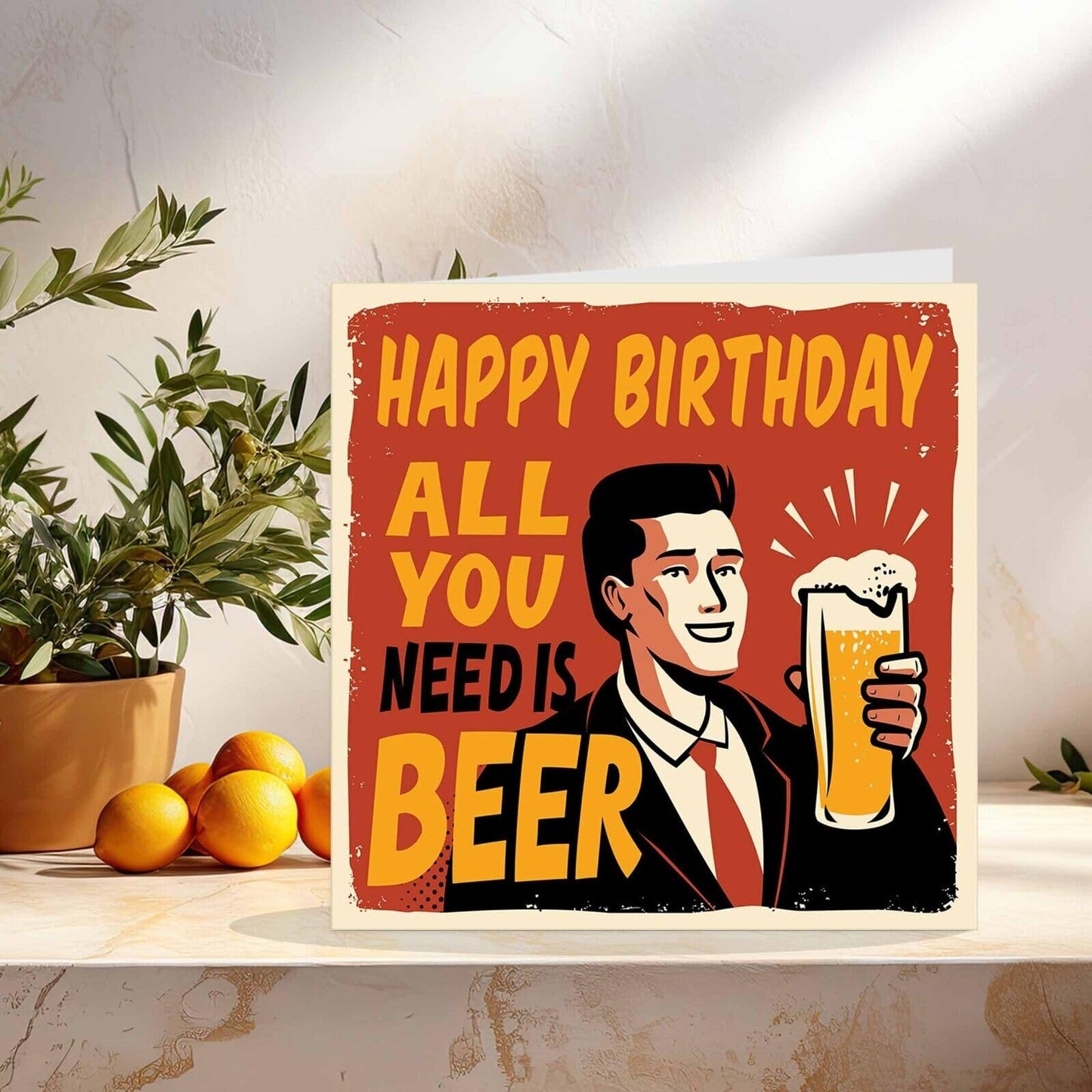 Beer Birthday Card - Funny Happy Birthday Card for Men Dad Friend Brother Uncle