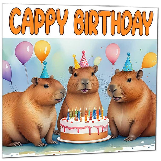 Capybara Birthday Card - Capy Birthday - Funny Capybara Party 145 x 145mm