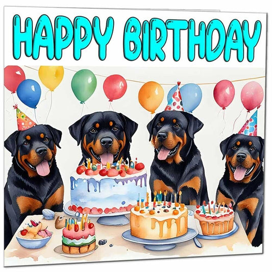 Rottweiler Birthday Card - Rottie Birthday Card Dog - 145 x 145mm