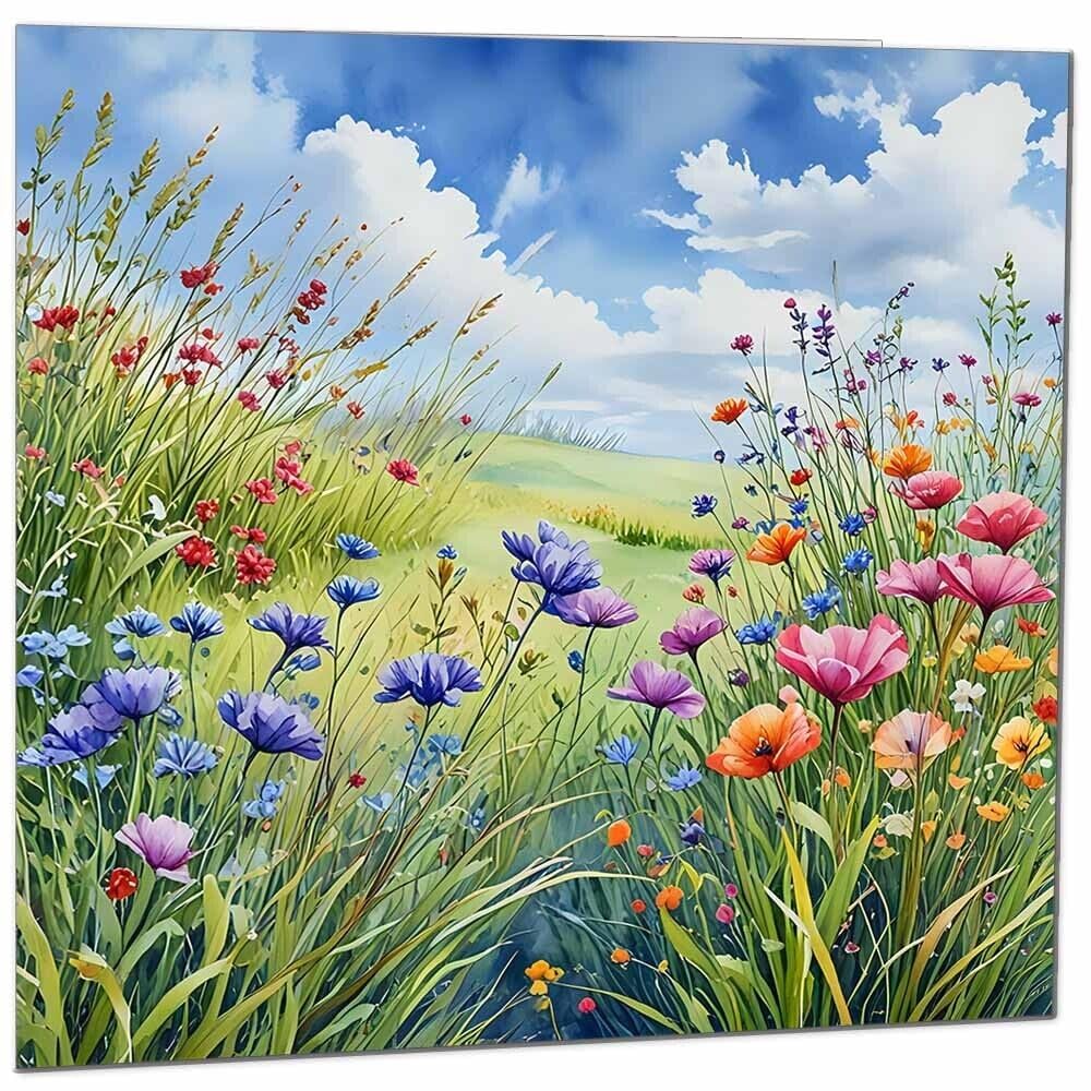 Any Occasion - Beautiful Nature Flowers Blank Greeting Birthday Card Art