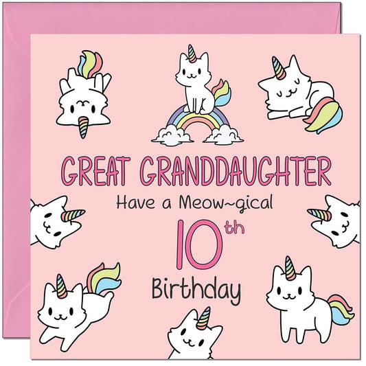 Great Granddaughter Birthday Card - Funny Cat Cute