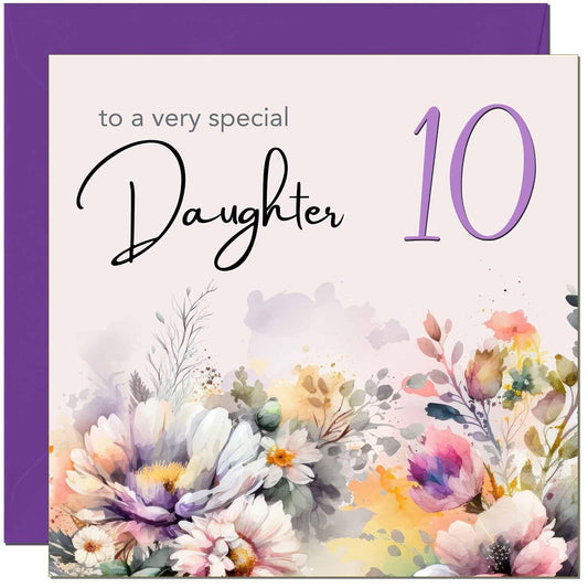 Daughter Birthday Card - Purple Floral Daughter's