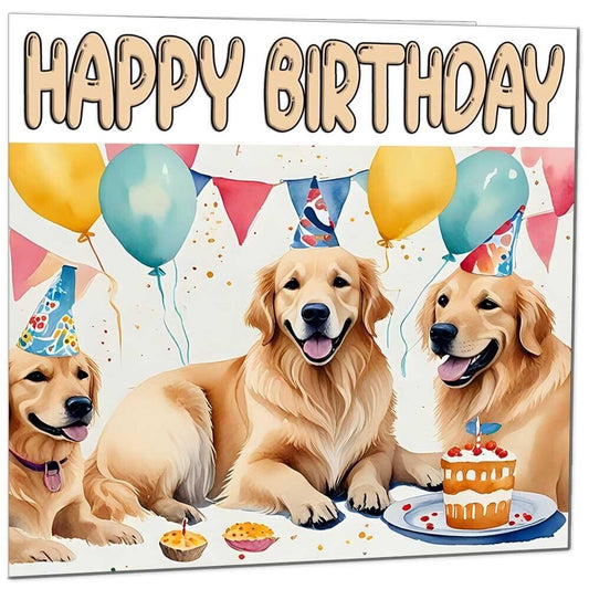 Golden Retriever Dog Birthday Card - bday 145 x 145mm