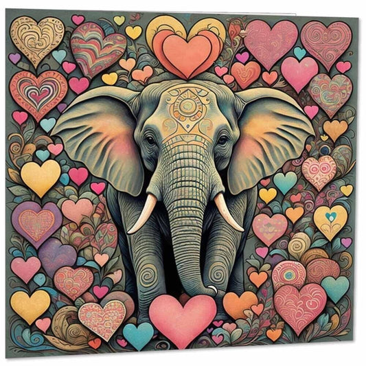 Elephant love Heart Greeting Card 145mm x 145mm