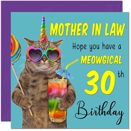 Mother in Law Birthday Card - Meowgical Cat Funny