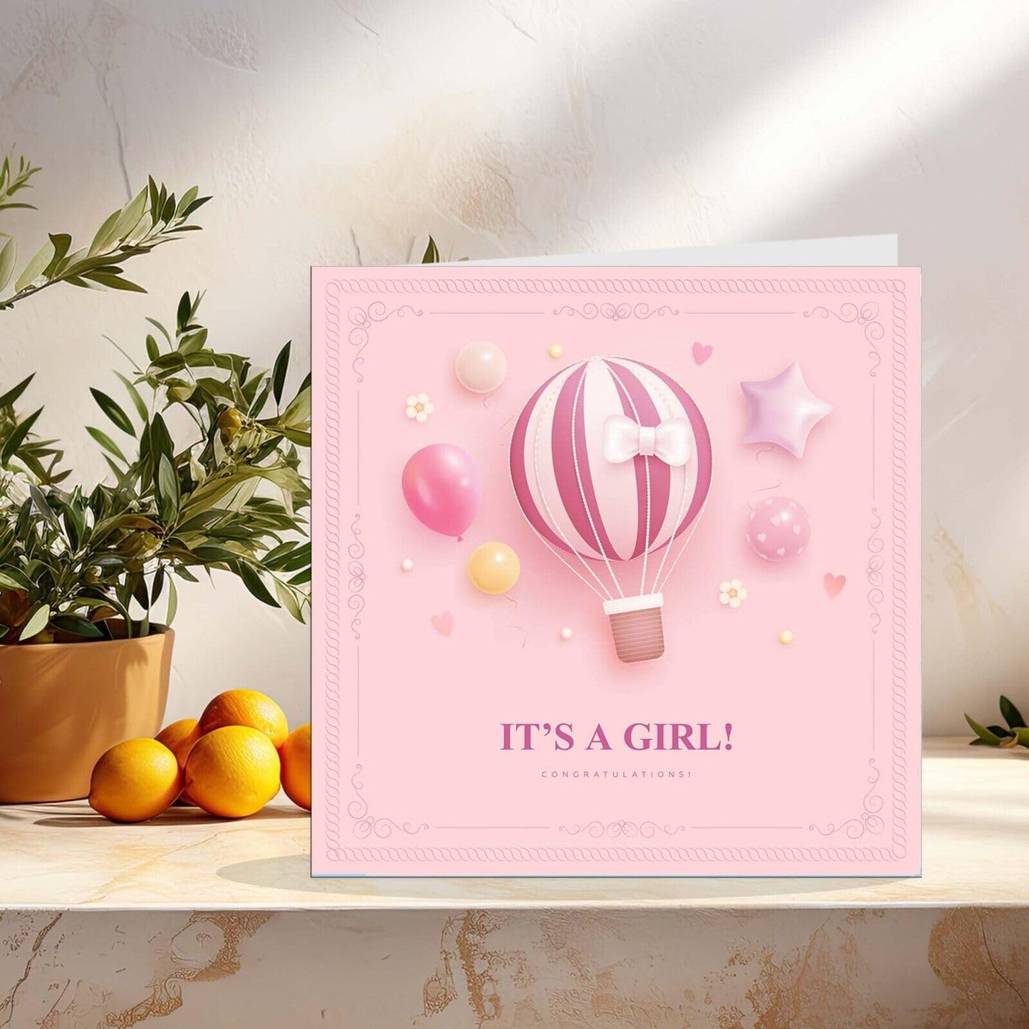 It's a Girl - New Baby Greeting Card Congratulations Baby Shower 145mm x 145mm