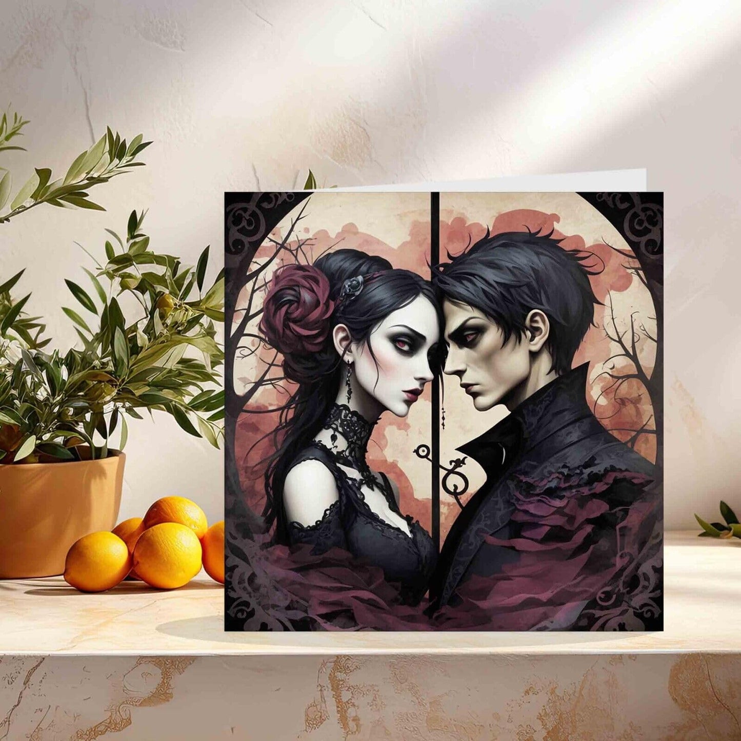 Gothic Greeting Card - Lovers Anniversary Boyfriend Girlfriend - 145mm x 145mm