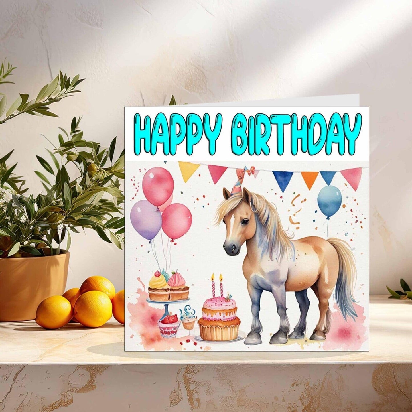 Pony Birthday Card - Cute Horse Birthday Card 145 x 145mm