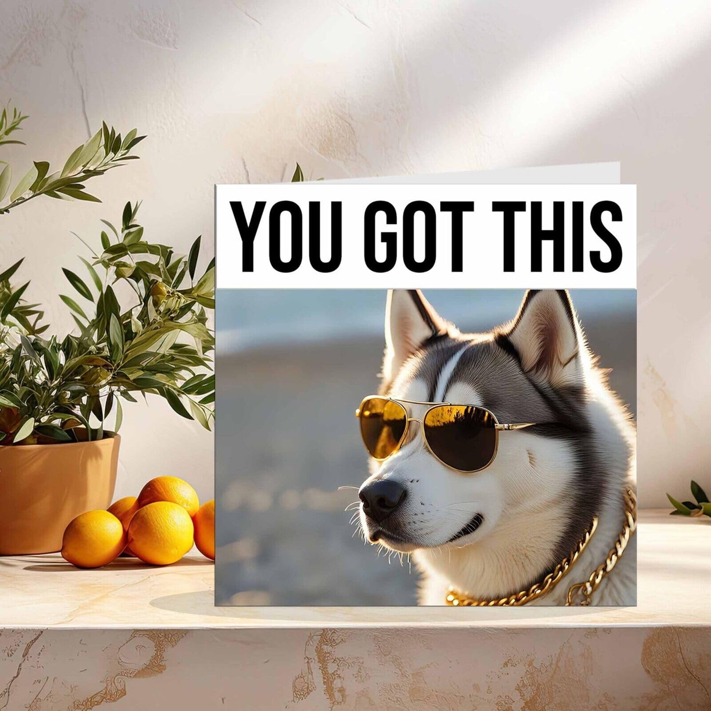 Good Luck Card - Cool Husky Dog You Got This Colleague New Job Card 145 x 145mm