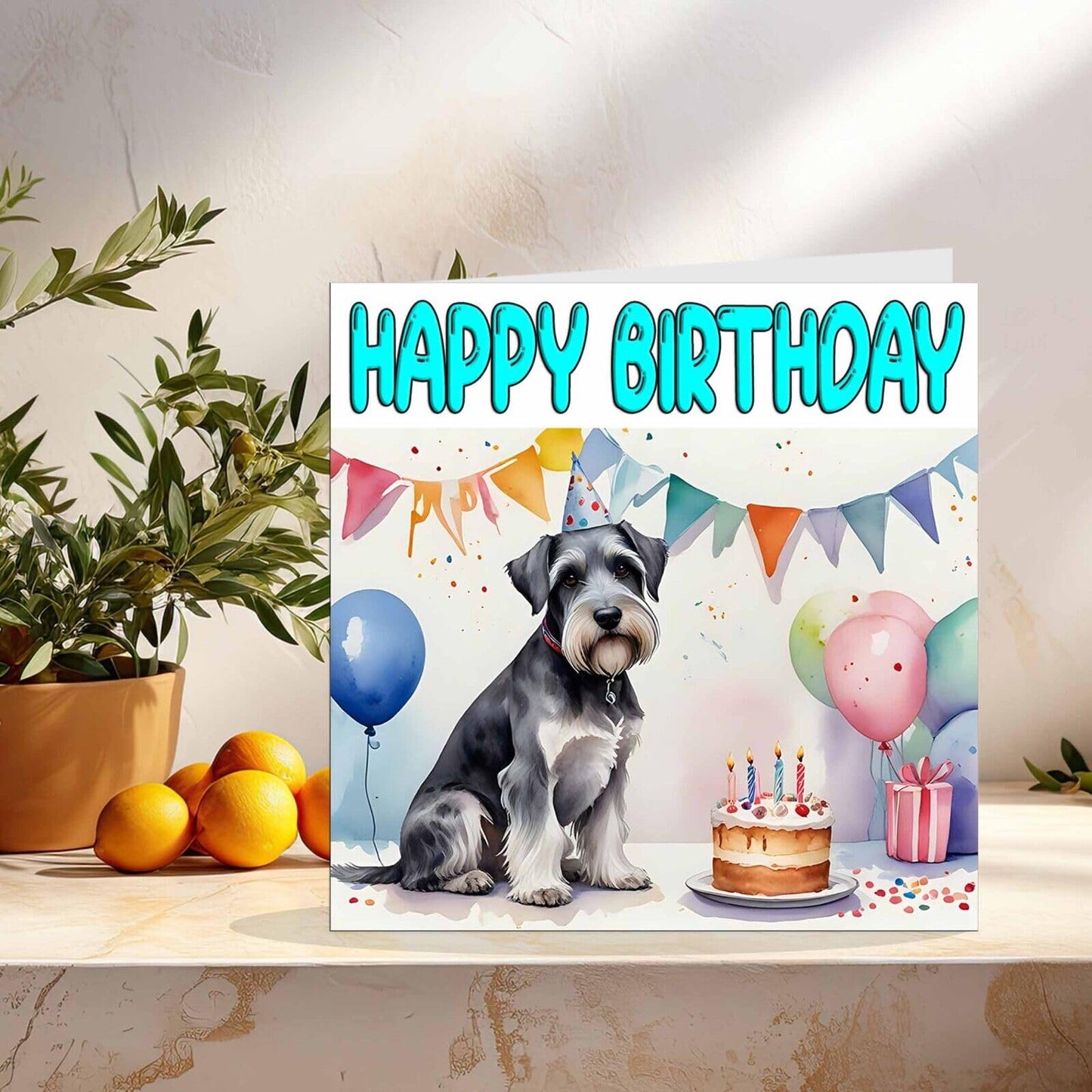 Miniature Schnauzer Birthday Card - Funny Dog Birthday Card 145 x 145mm