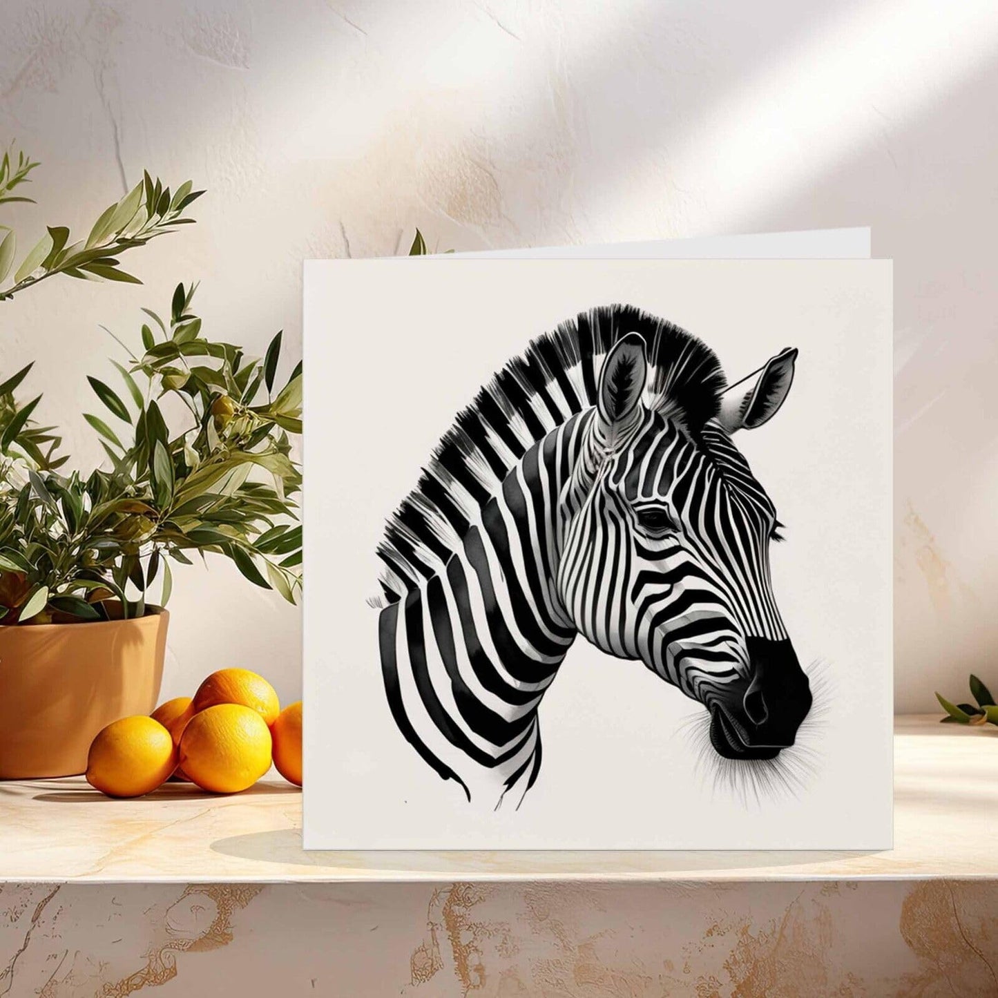 Zebra Head Greeting Card - Zebra Card 145mm x 145mm Square