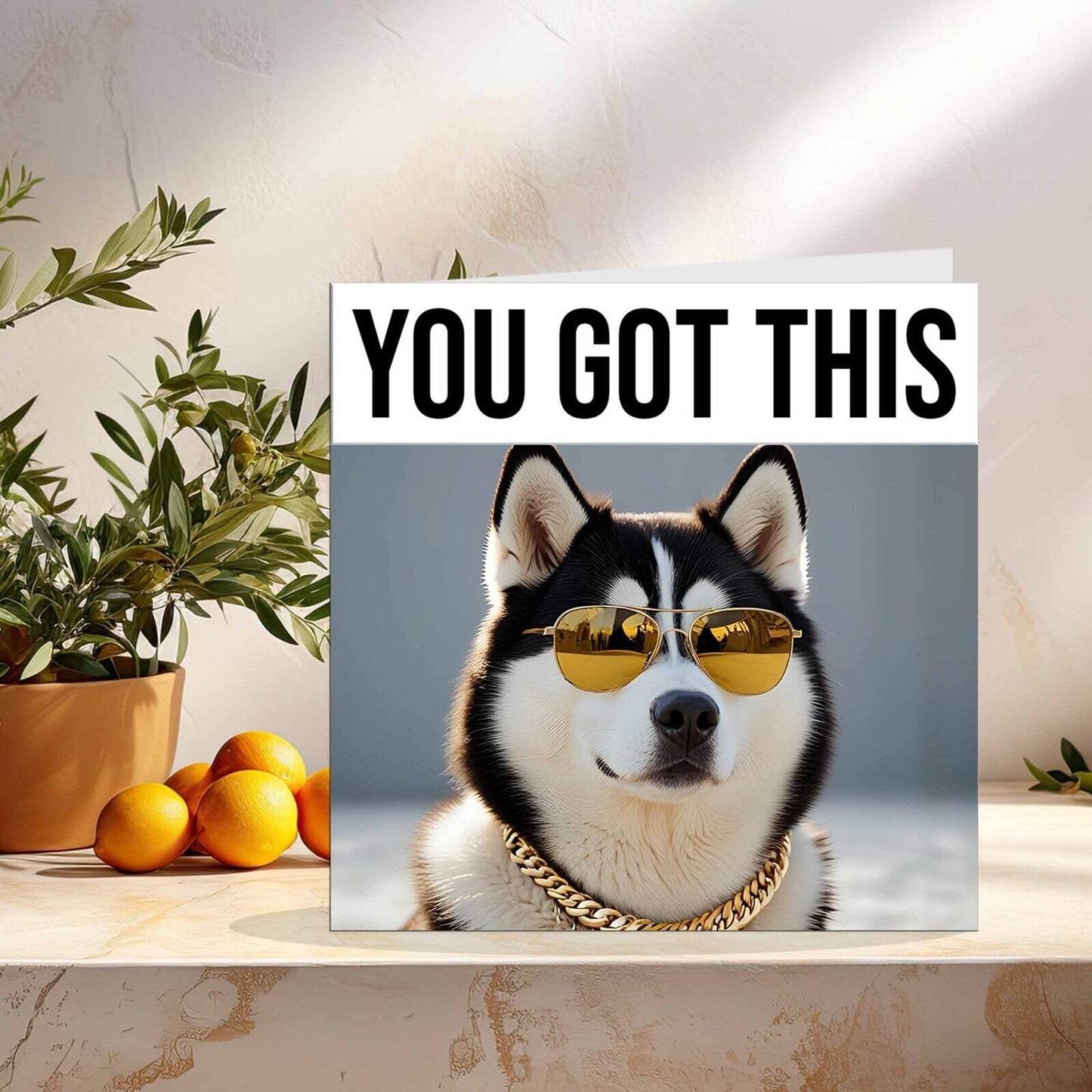 Good Luck Card - Cool Husky - You Got This Colleague New Job Card 145 x 145mm