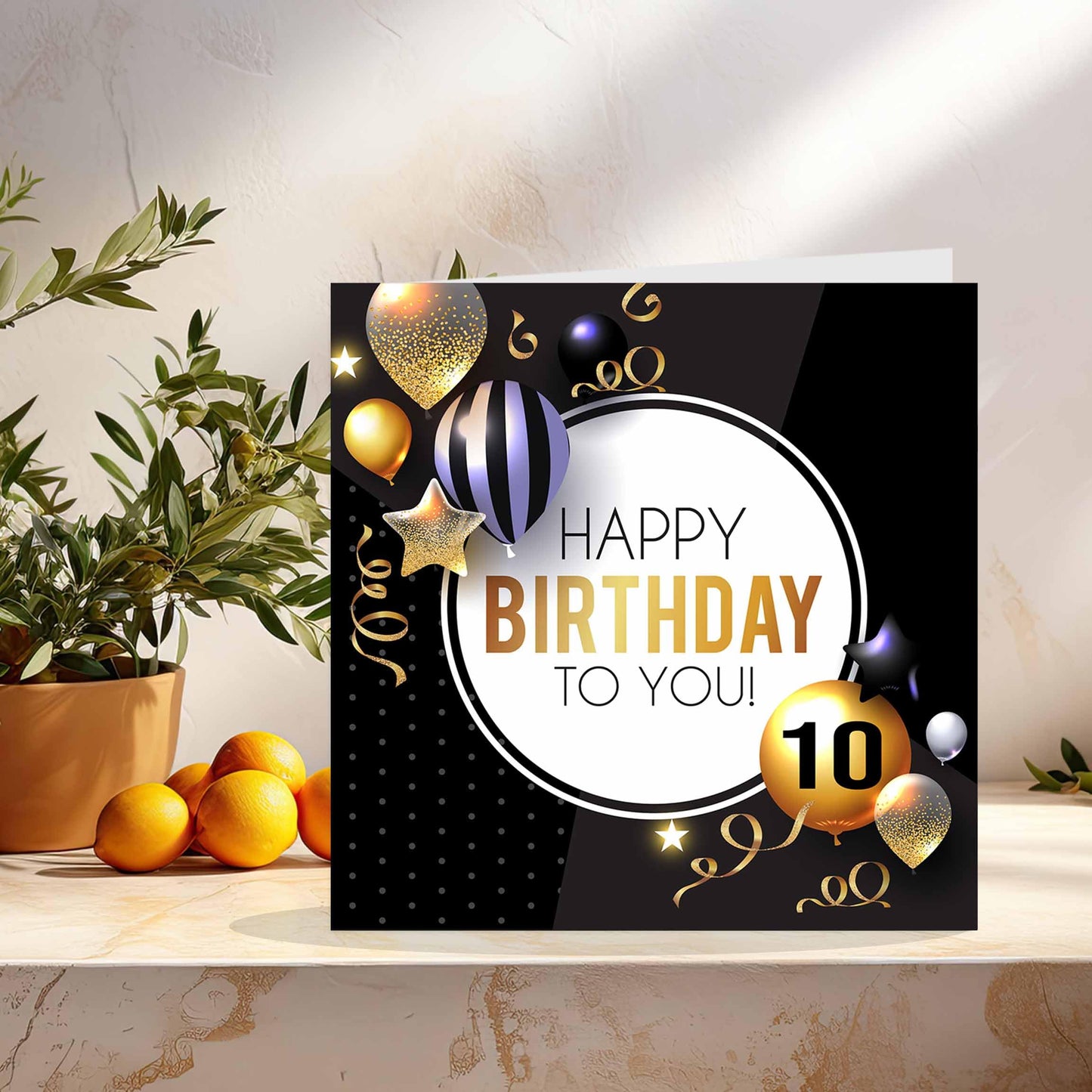 Birthday Card for Men Women - Gold & Black Balloons - Birthday Cards for 56 year old Man Dad Grandad Grandpa Uncle Bday Gift Nan Mum Aunt