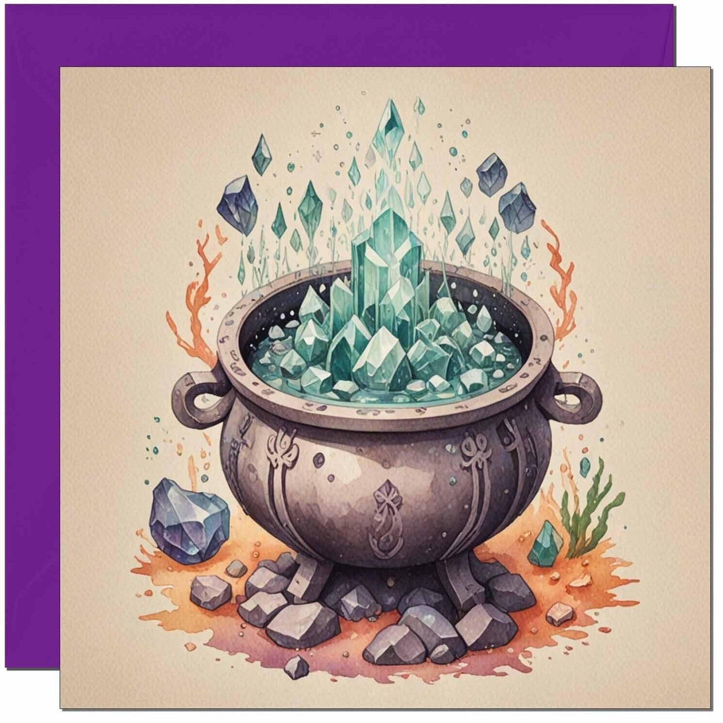 Halloween Card - Crystal Cauldron Witchcraft Magic 145 x 145mm