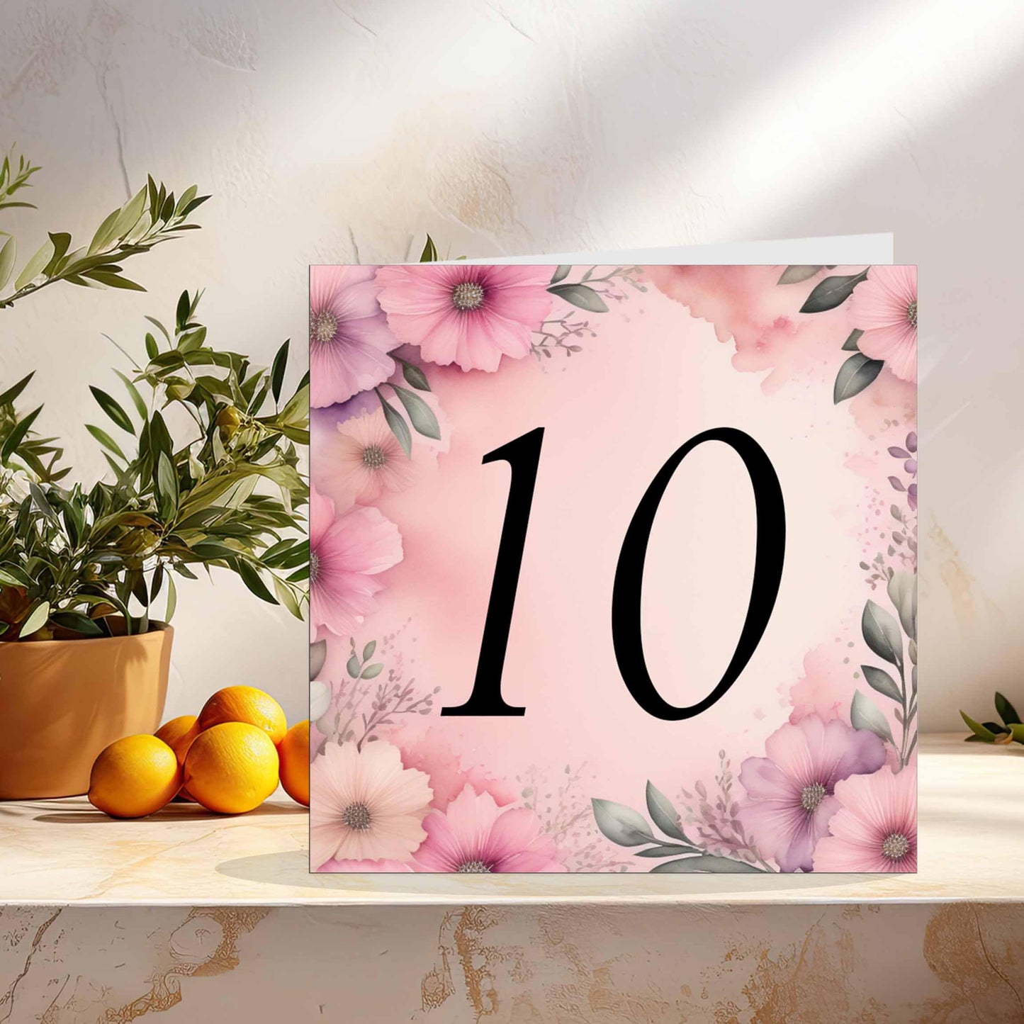 Birthday Card for Women Men - Pink Floral Birthday Cards for 39 year old woman thirty Nine, thirty ninth Ladies Mum Aunt Sister Niece Daughter