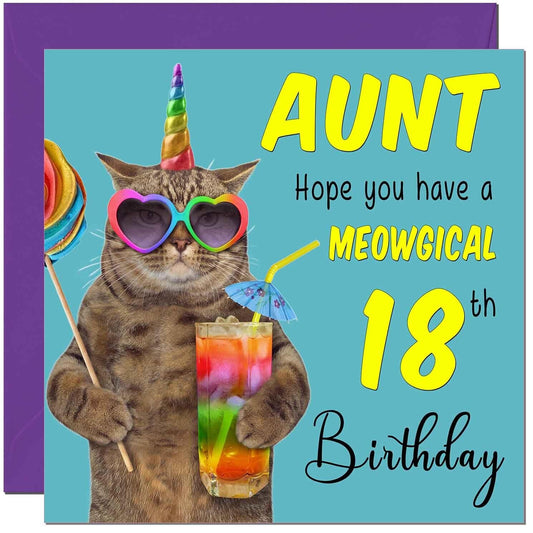 Aunt Birthday Card - Meowgical Cat Funny