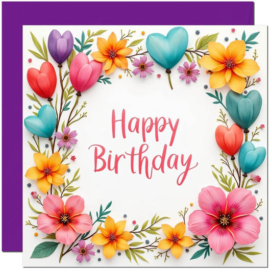 Floral Birthday Card - Cute Birthday Card for Women Men Aunt Niece Ladies Cousin