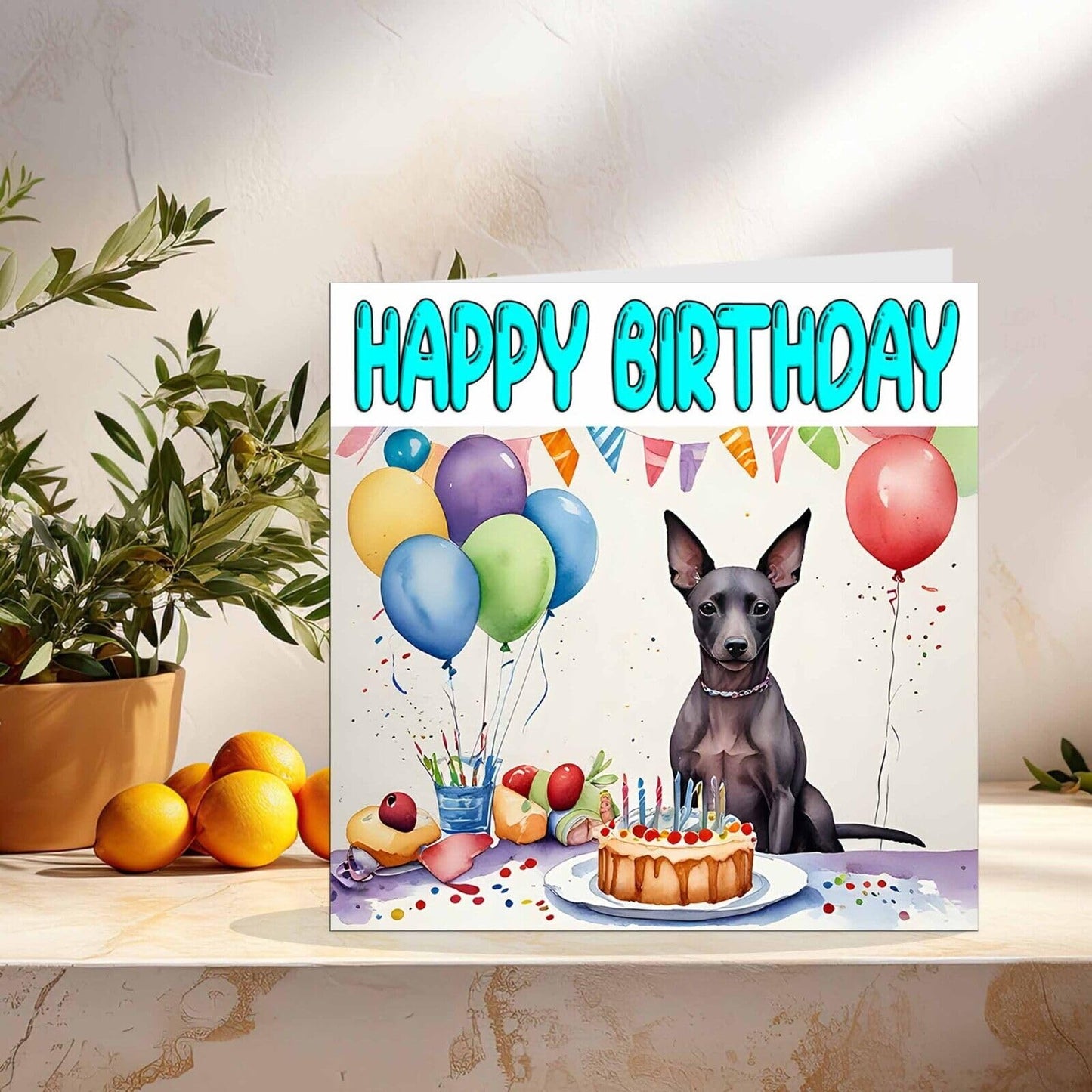 Xolo Birthday Card - Xoloitzcuintle Birthday Card Dog 145 x 145mm