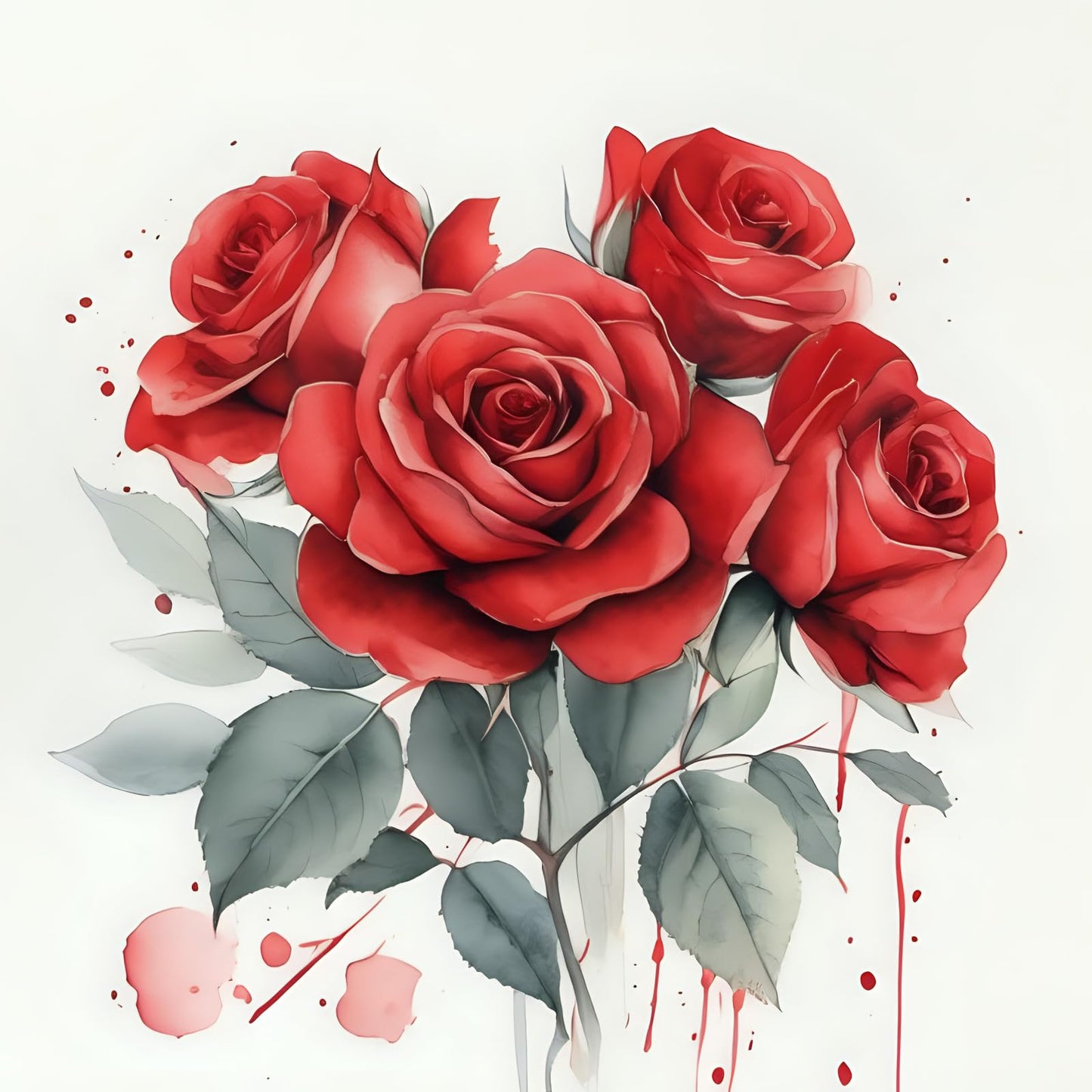 Red Rose Greeting Card Any Occasion Beautiful flowers - 145 x 145mm