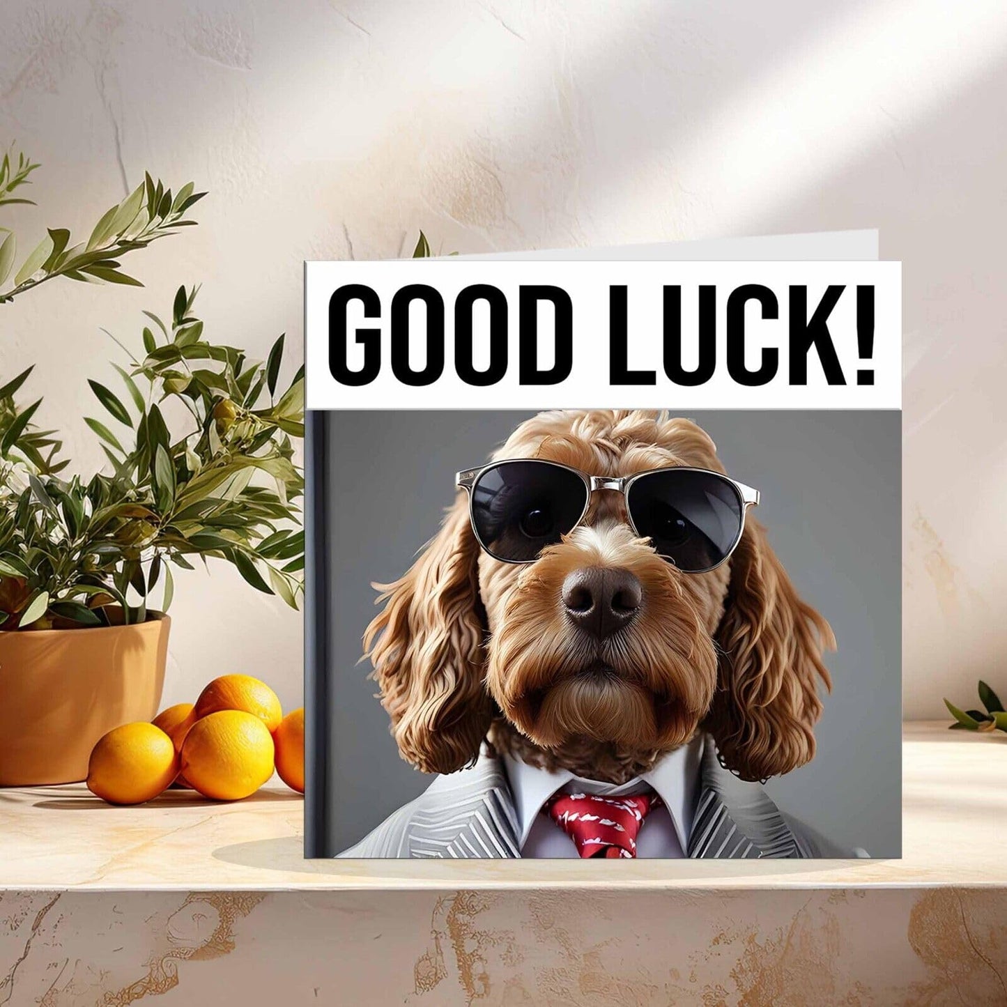 Good Luck Card - Cool Cockapoo in Sunglasses