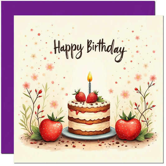Cake Birthday Card - Beautiful Birthday Card for women men aunt niece mum dad