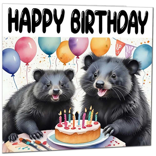 Binturong Birthday Card - Funny Binturong Birthday Party 145 x 145mm