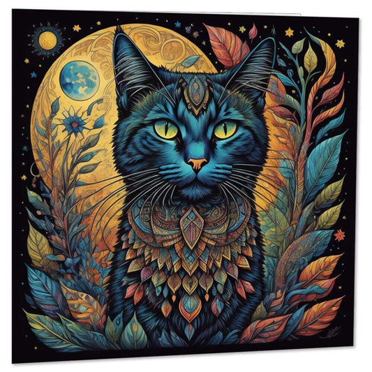 Cool Cat Design Greeting Card - Artistic Drawing Birthday Cards 145 x 145mm