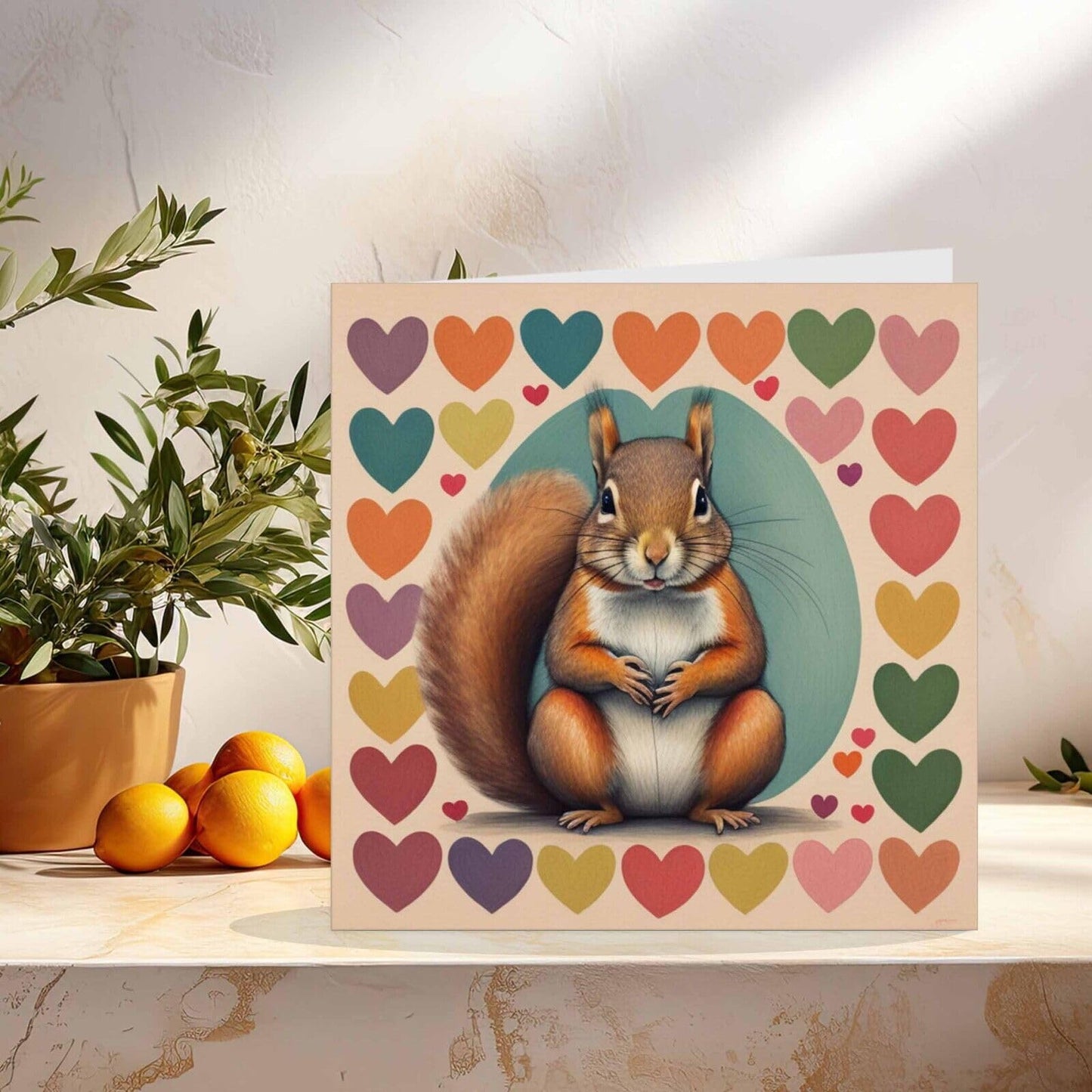Squirrel Love Heart Greeting Card 145mm x 145mm