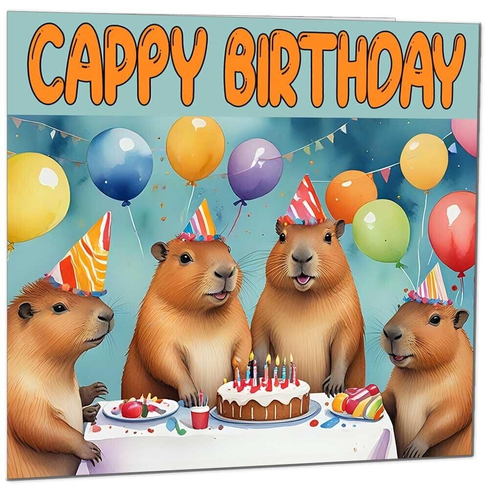 Capybara Birthday Card - Cappy Birthday - Funny Capybaras 145 x 145mm