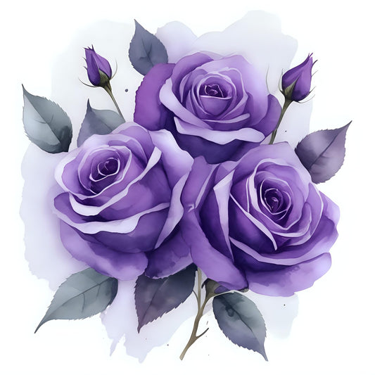 Purple Roses Greeting Card Floral - Any Occasion 145 x 145mm