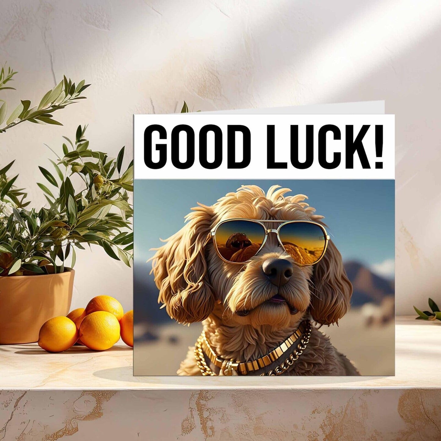 Good Luck Card - Cool Cockapoo - Colleague Co Worker New Job Card 145 x 145mm