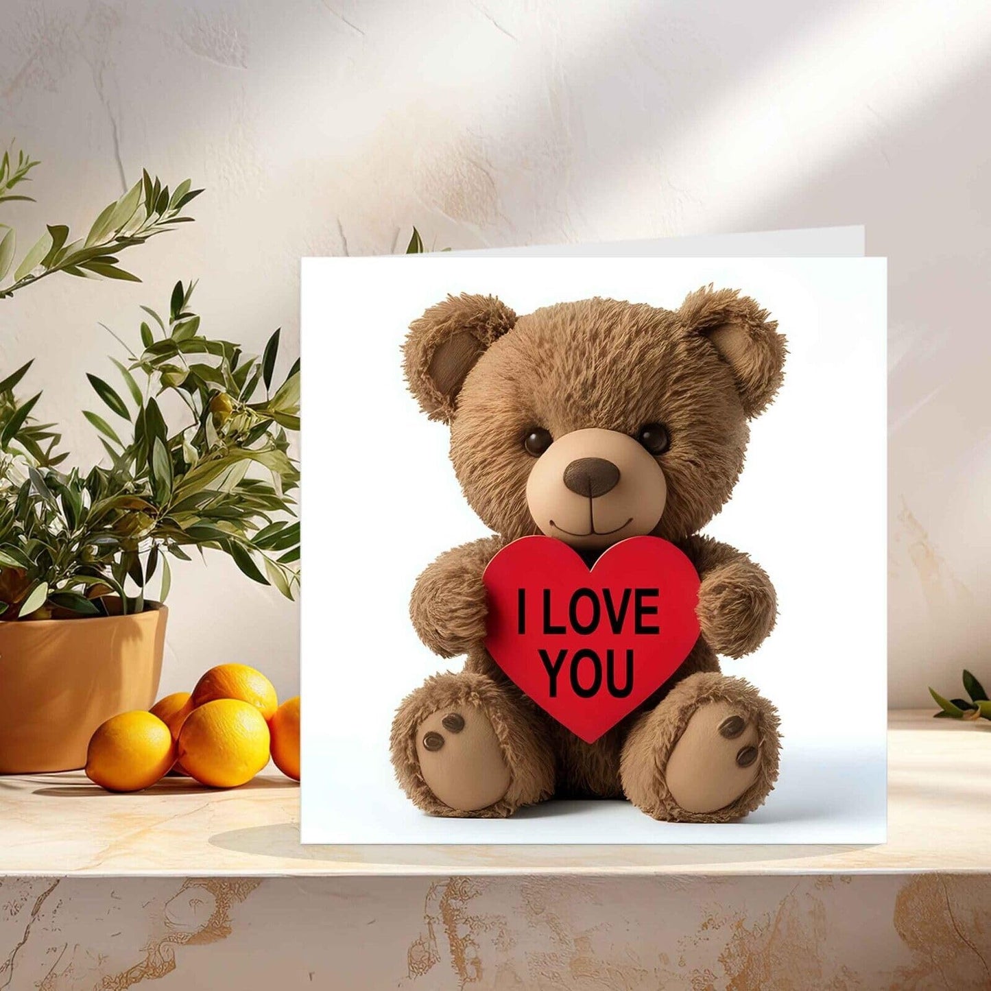 I Love You Card - Cute Bear Heart Boyfriend Girlfriend Anniversary 148mm x 148mm