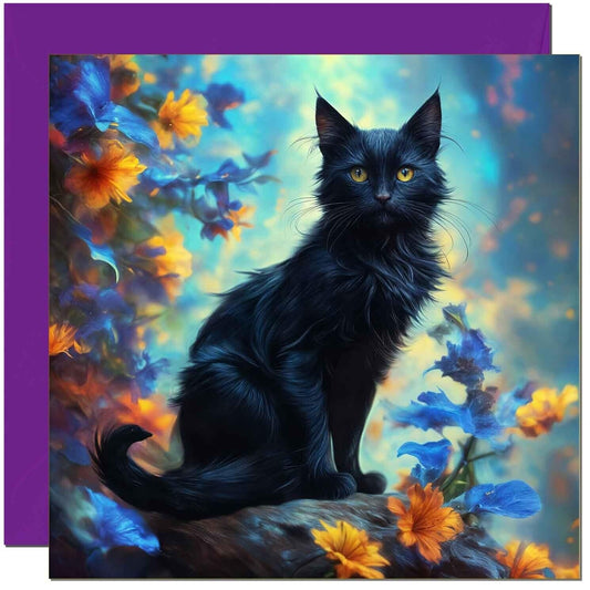 Beautiful Cat Greeting Card for Women Ladies - Stunning Cat Design 145 x 145mm