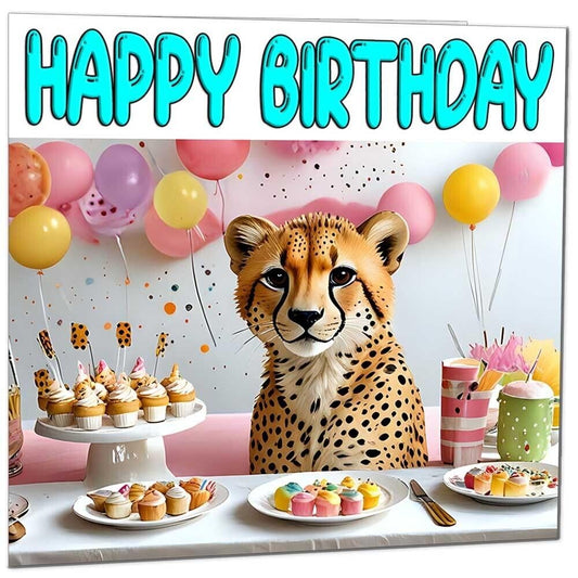 Cheetah Birthday Card - Animal Birthday Card 145 x 145mm