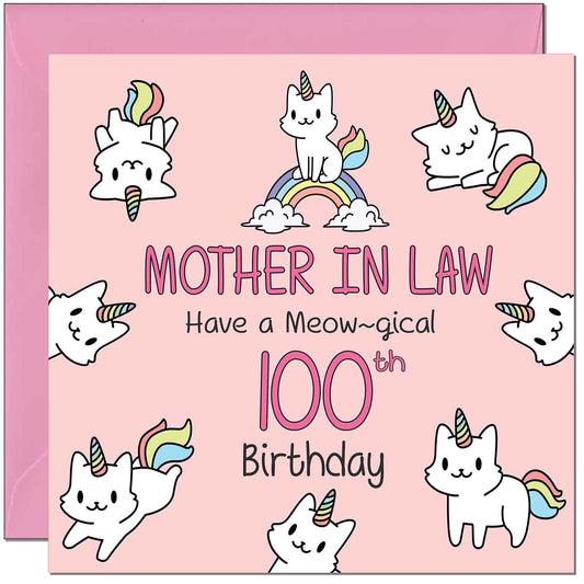 Mother in Law Birthday Card - Funny Cat Cute Mother in Laws
