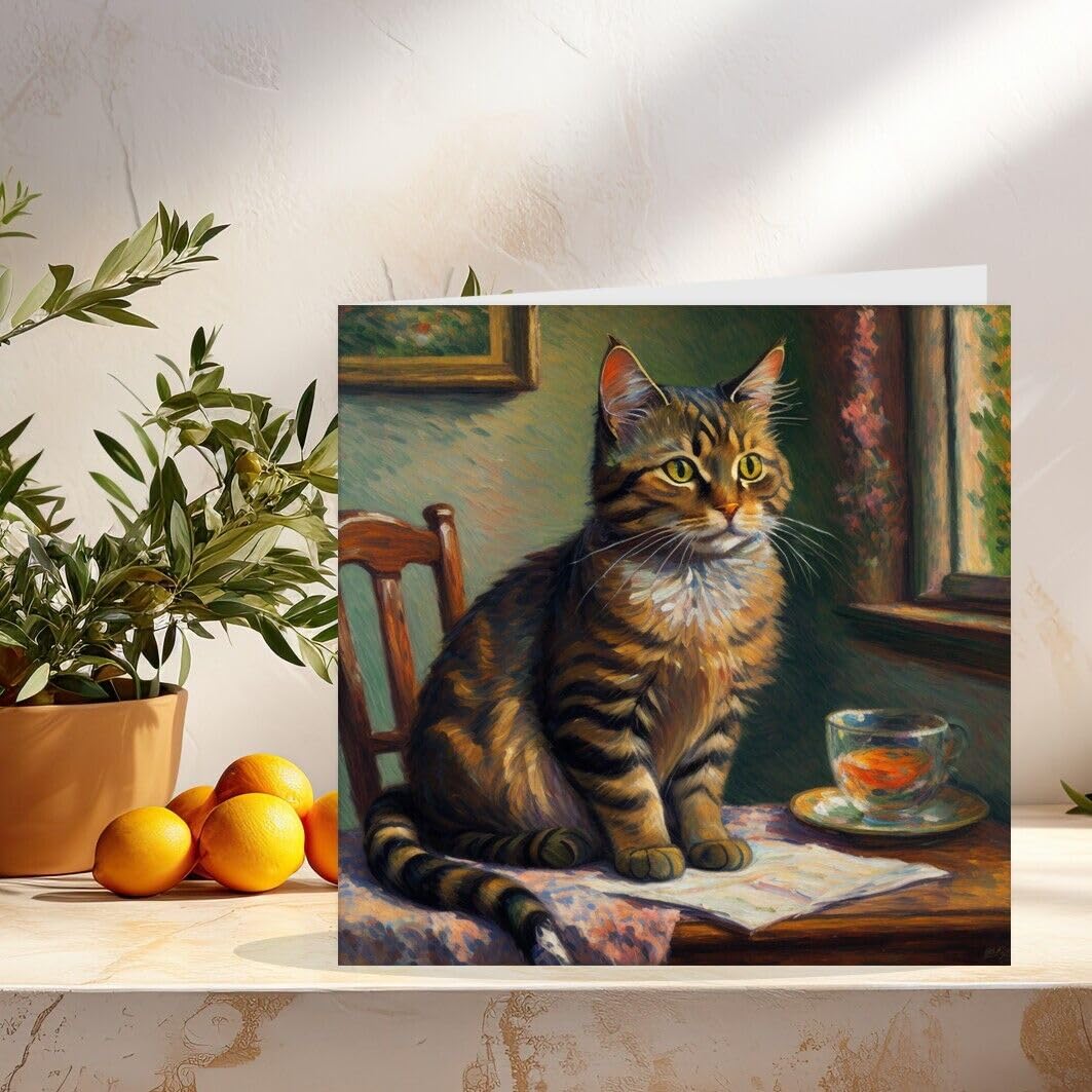 Cat Greeting Card Cat Painting illustration 145mm x 145mm