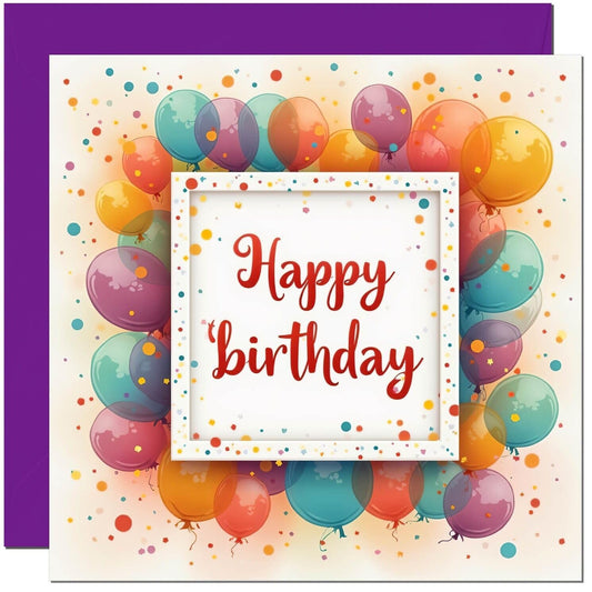 Happy Birthday Card - Balloon Design - For Son Daughter Dad Mum Aunt Uncle Niece