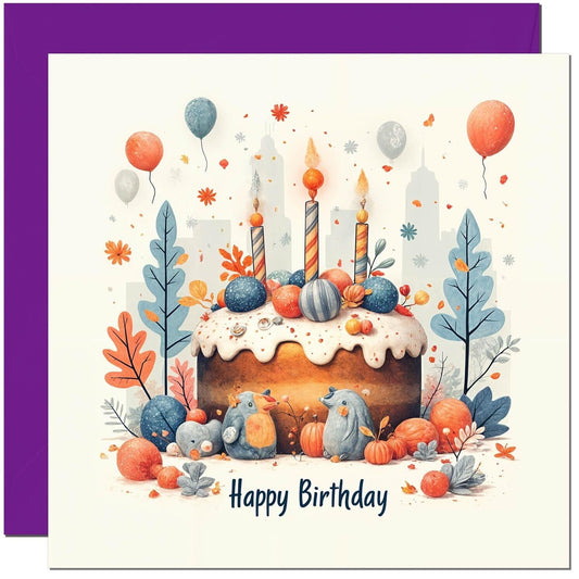 Happy birthday Cake Card Illustration Cute artistic design