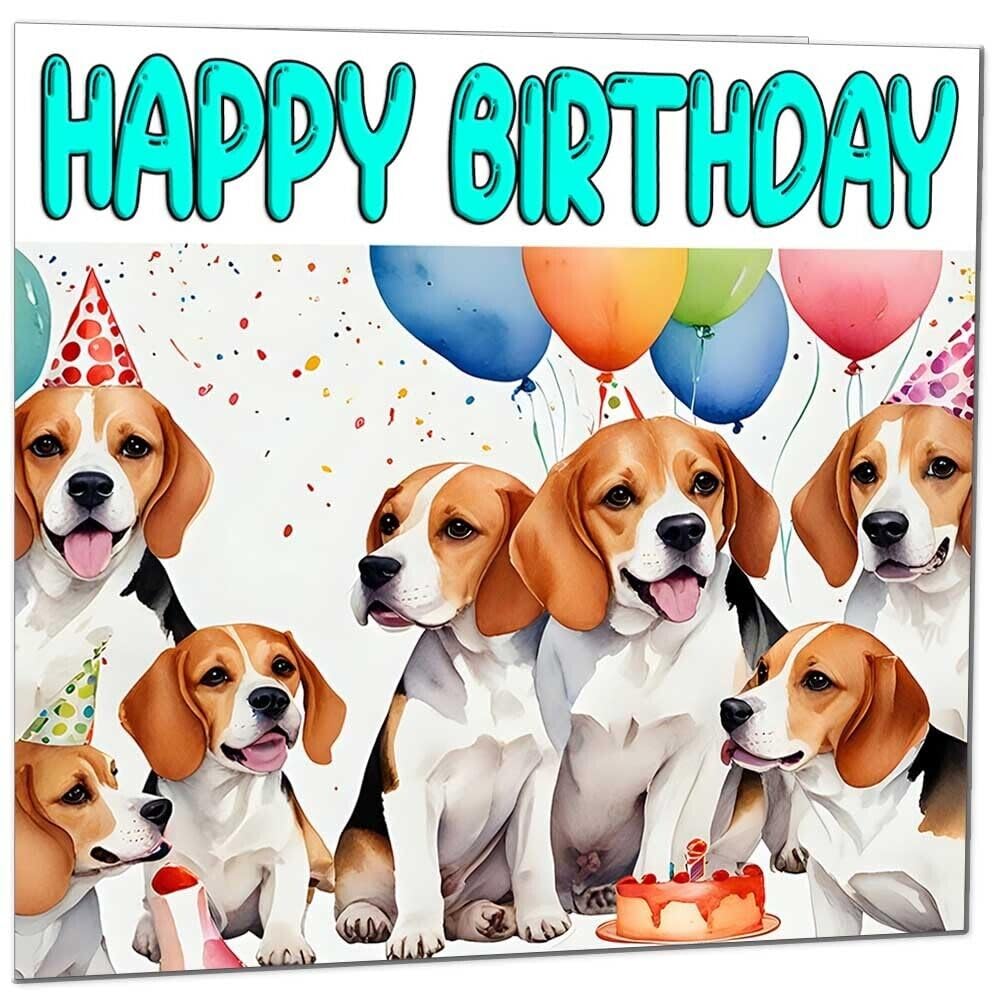 Beagle Birthday Card - Fun Dog Birthday Card 145 x 145mm