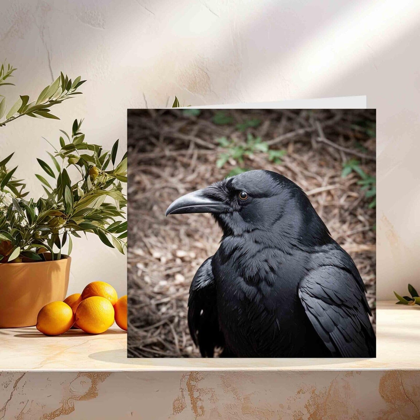 Raven Greeting Card - black raven matthew 145mm x 145mm