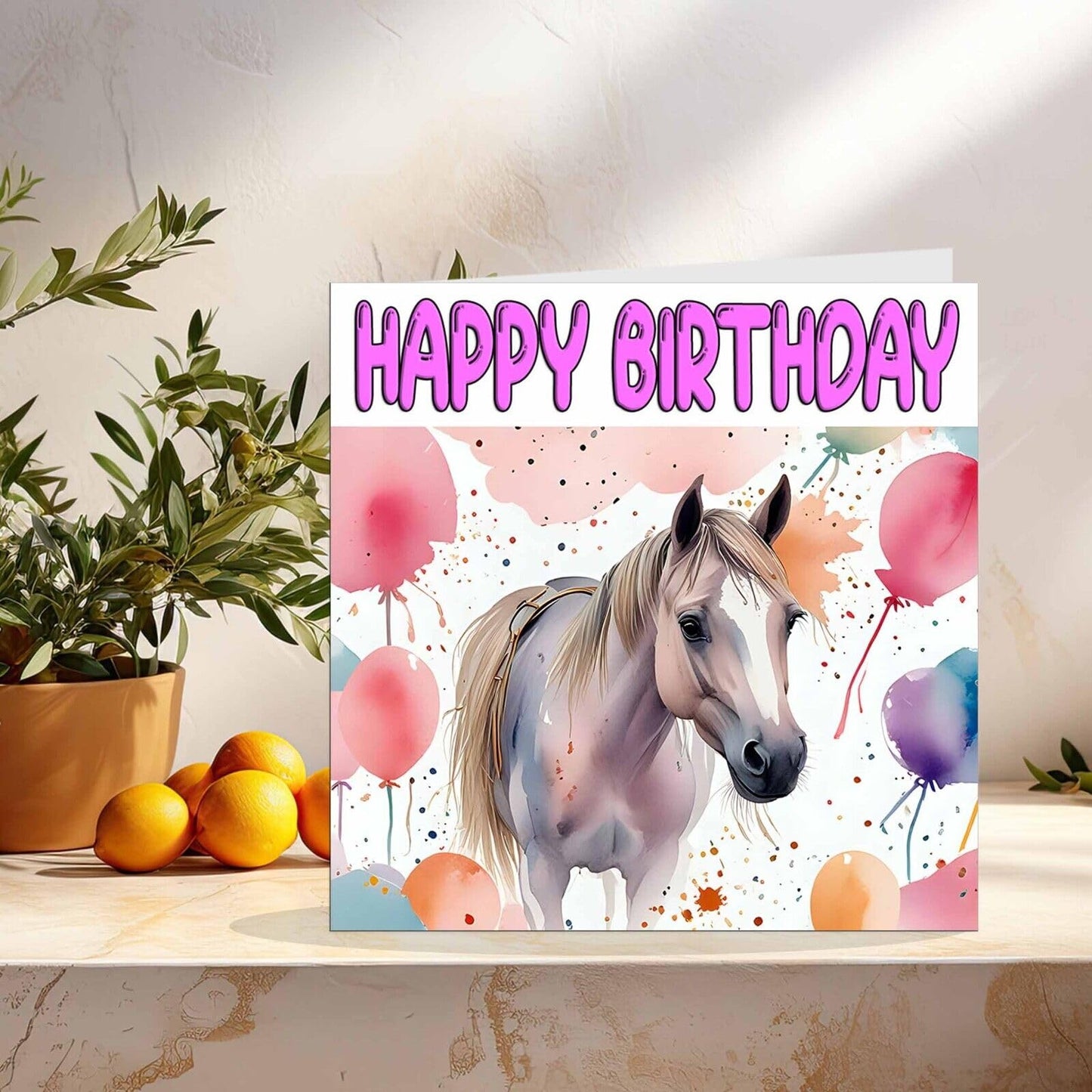 Horse Pony Birthday Card - Girls Cute Bday Card 145 x 145mm