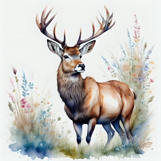 Stag Watercolour Greeting Card - Any Occasion 145 x 145mm